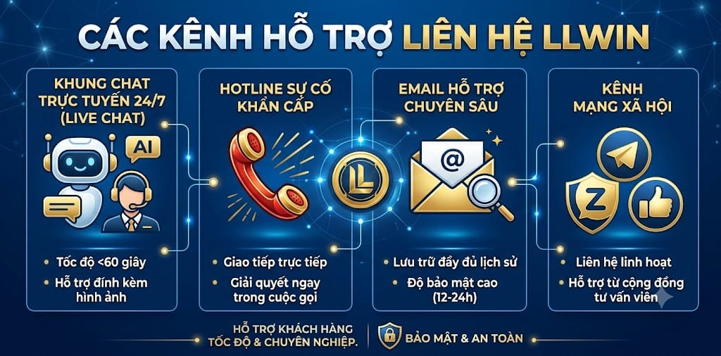 Các kênh hỗ trợ liên hệ LLWIN